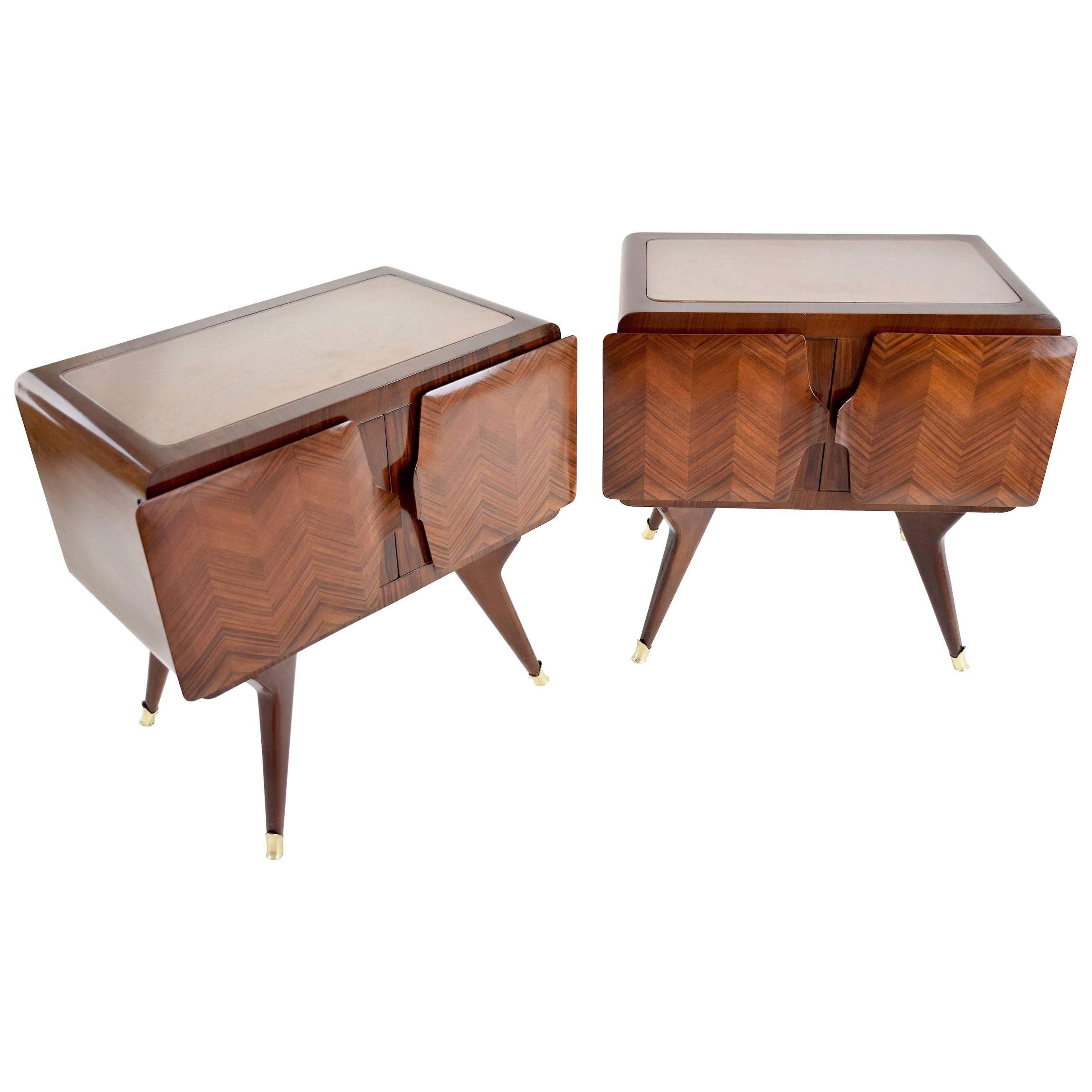 20th Century Pair of Italian Rosewood Nightstands