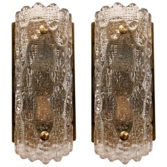 Pair of Orrefors Fagerlund Swedish Glass, 1950s Wall Lights