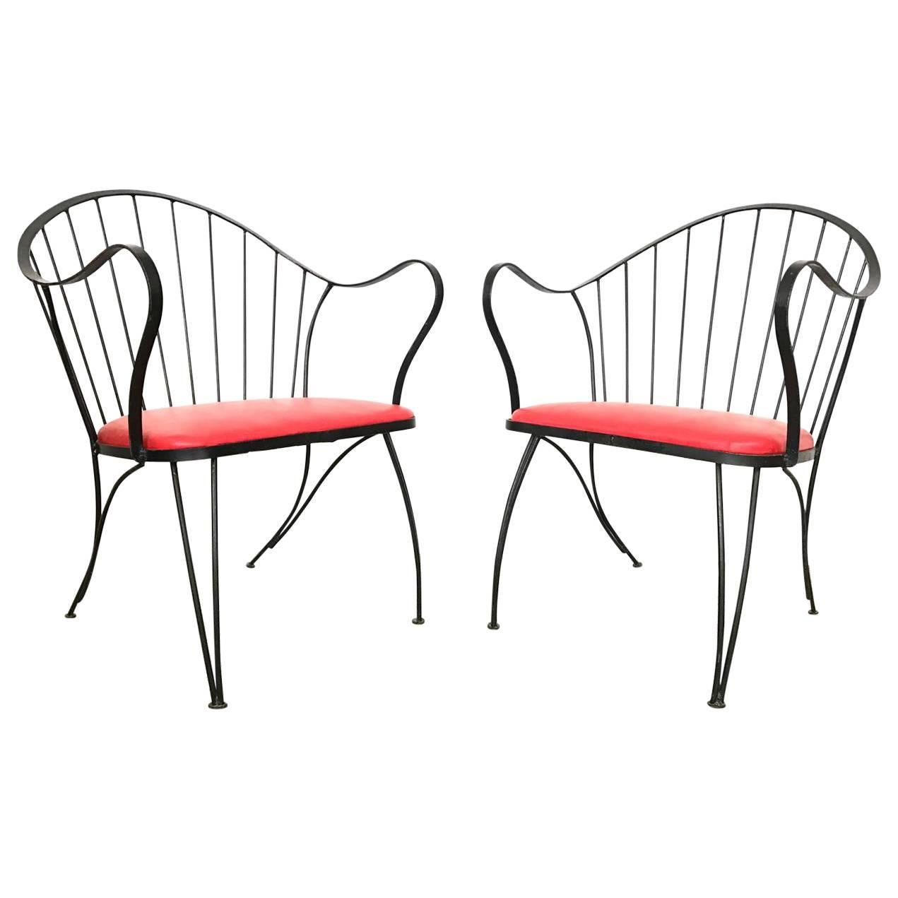 Pair of Dramatic Woodard Lounge Chairs