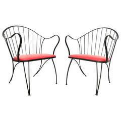 Pair of Dramatic Woodard Lounge Chairs