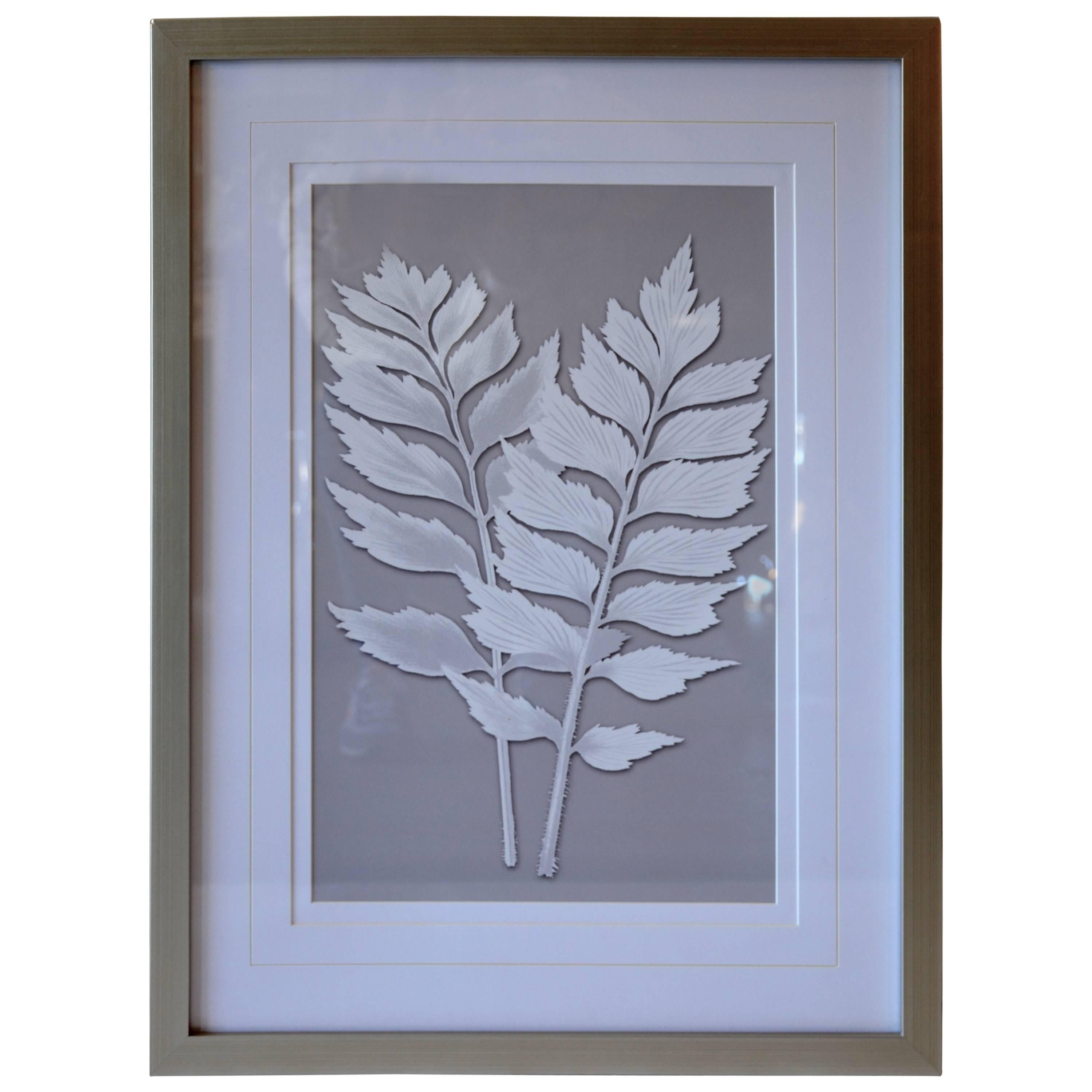 Greige Botanical Cut-Out 4 For Sale
