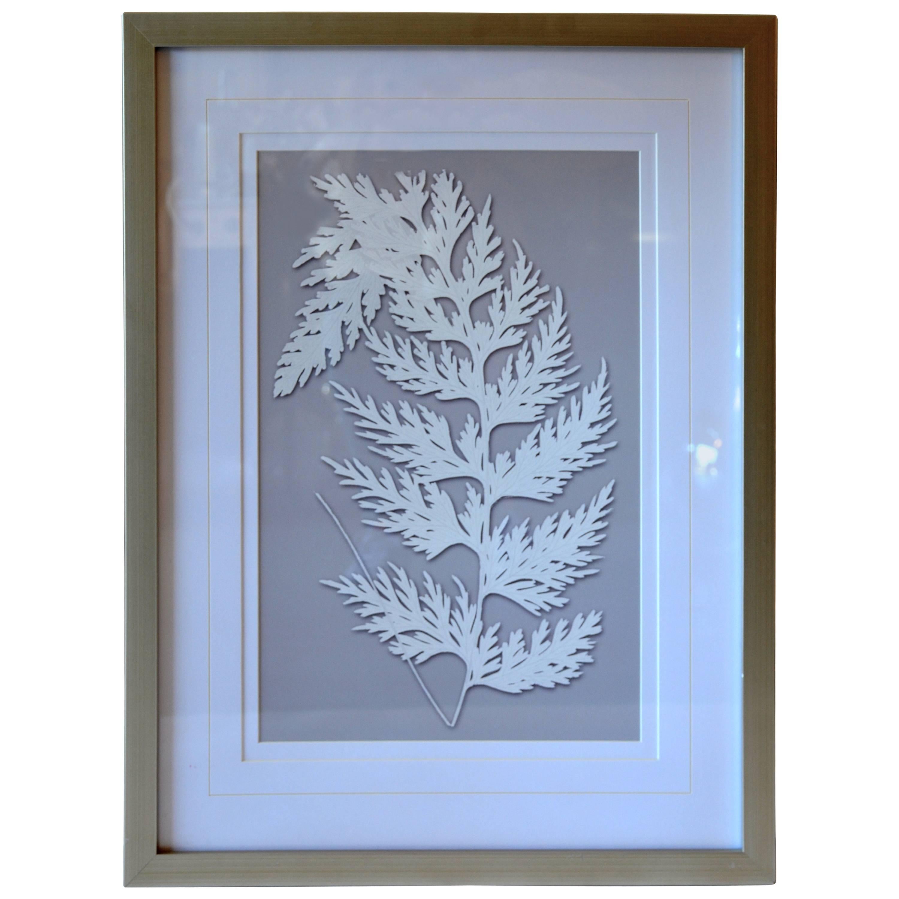 Greige Botanical Cut-Out 2 For Sale
