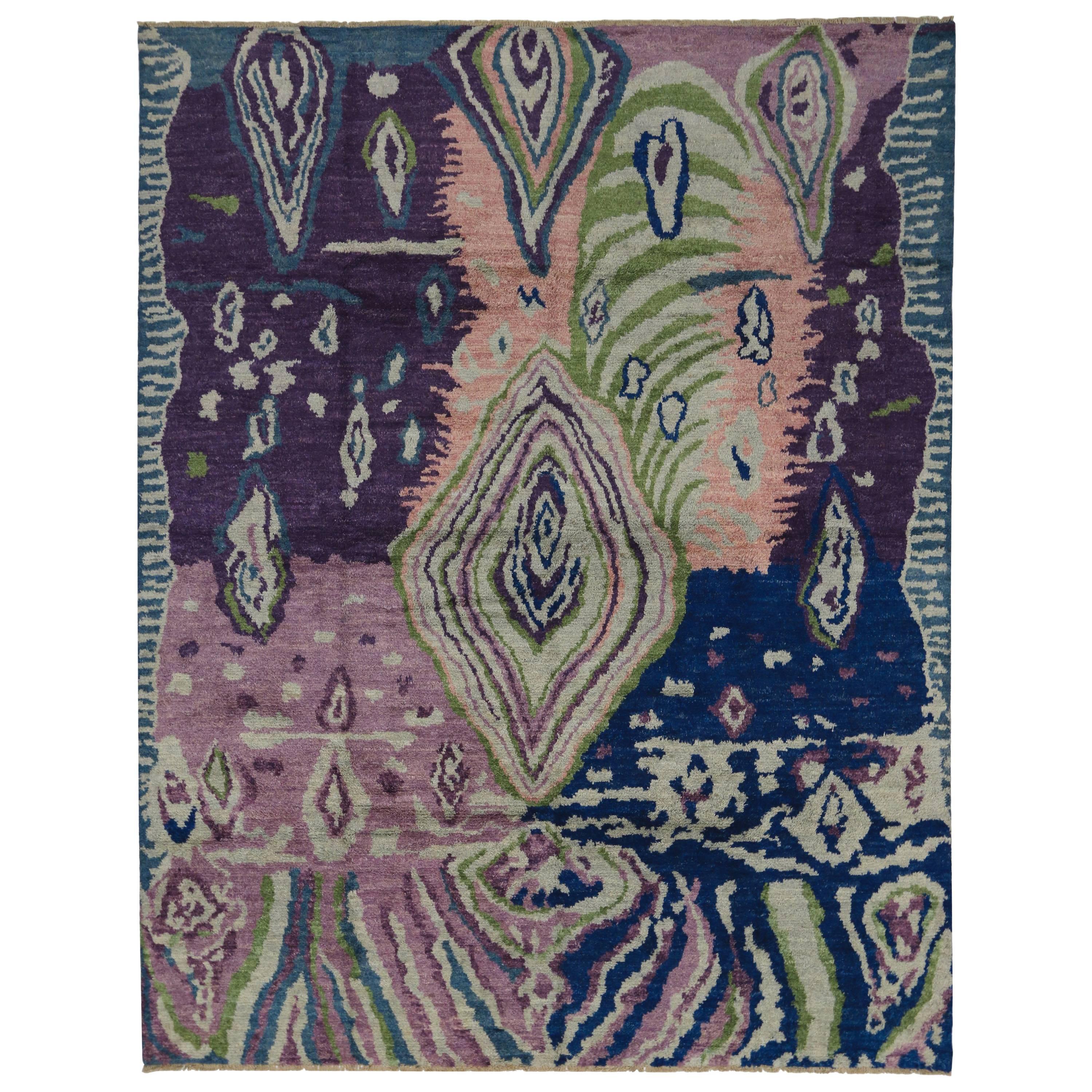 Contemporary Moroccan Style Rug with Abstract Psychedelic Design