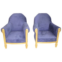 French Art Deco Pair of Armchairs Giltwood by Paul Follot, circa 1920s