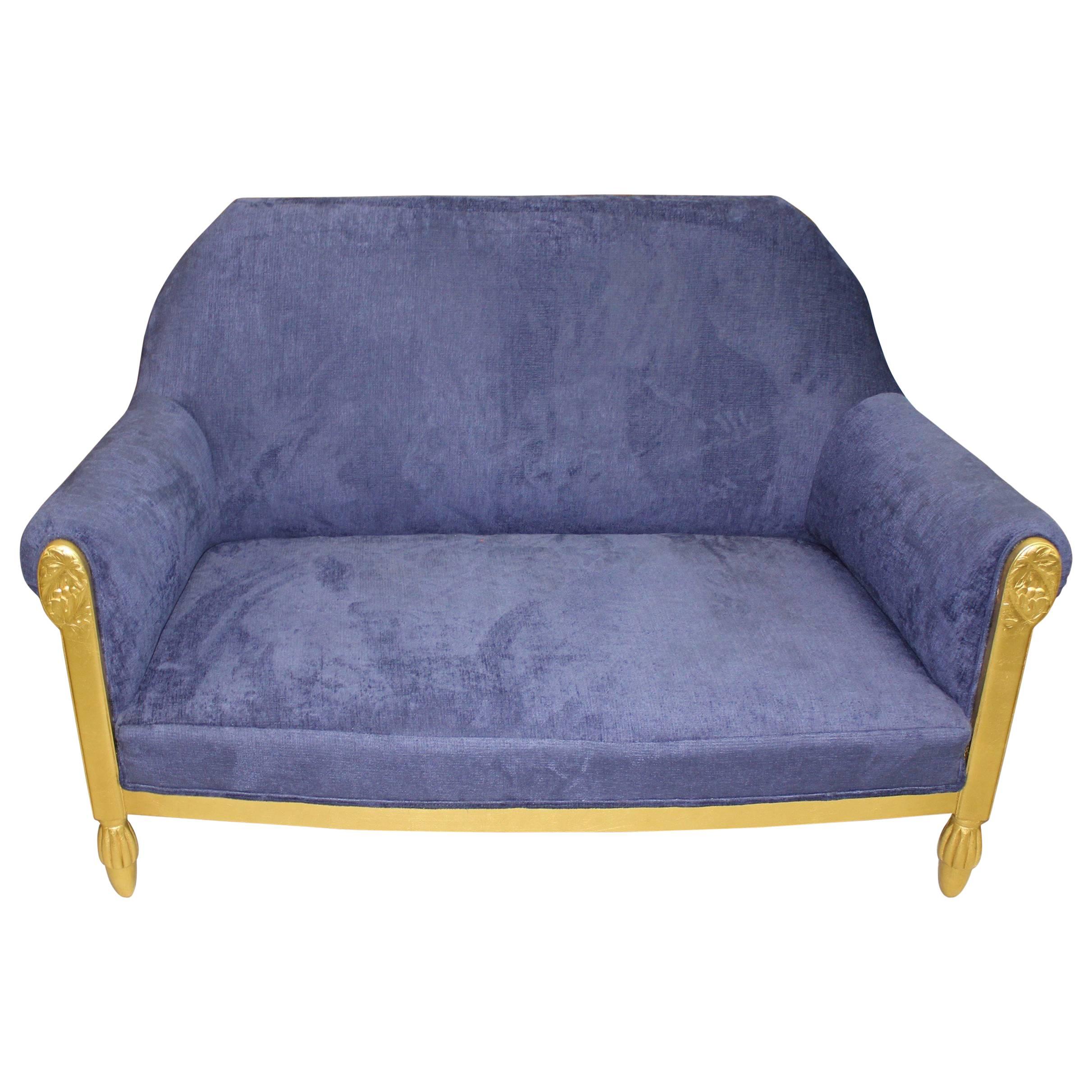 Exceptional French Art Deco Settee Giltwood by Paul Follot, circa 1920s For Sale