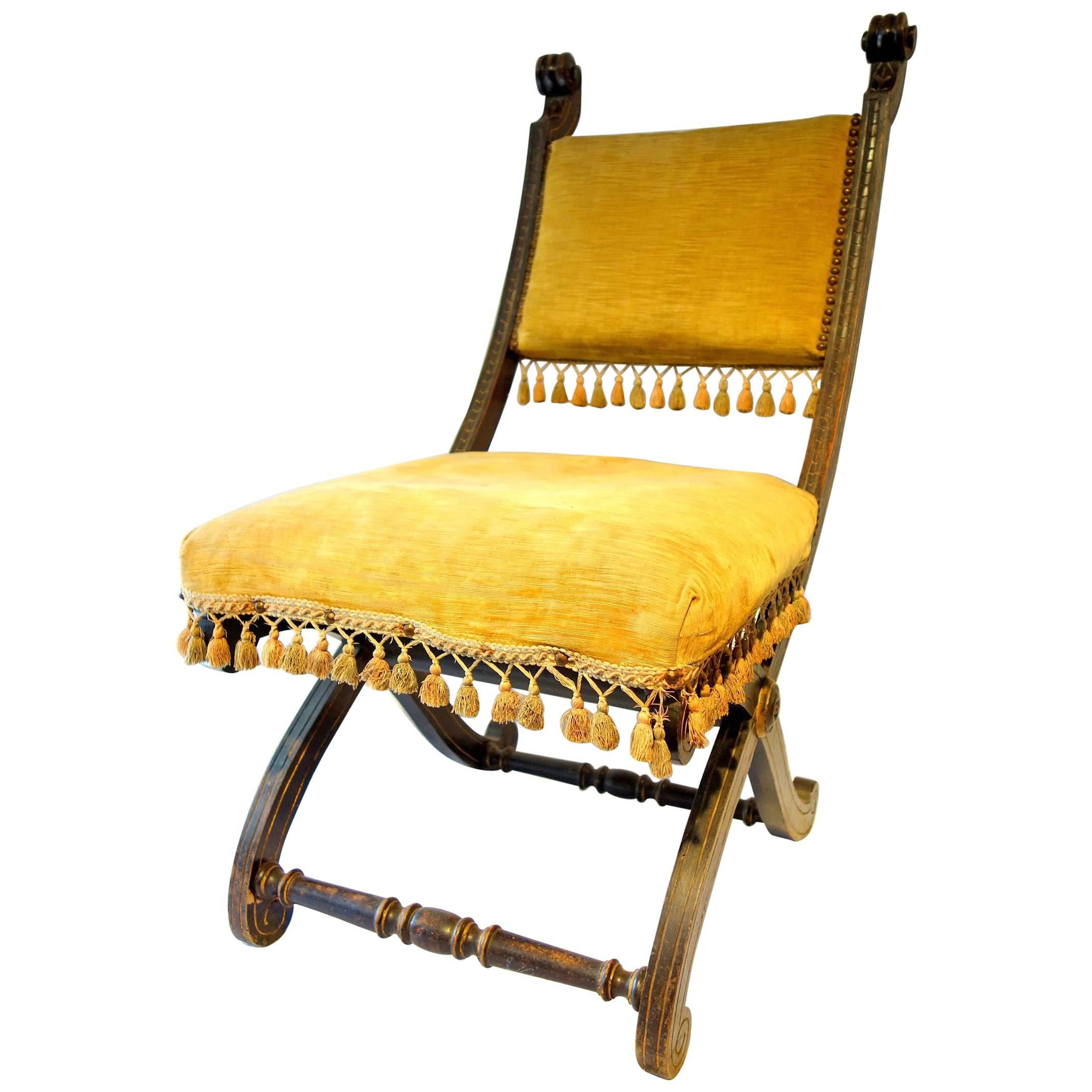 Antique Italian Renaissance Boudoir or Bedroom Chair Circa 1860