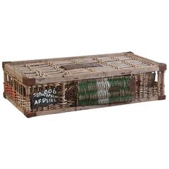 Woven Pigeon Crate with Green White and Orange Painted Details 5