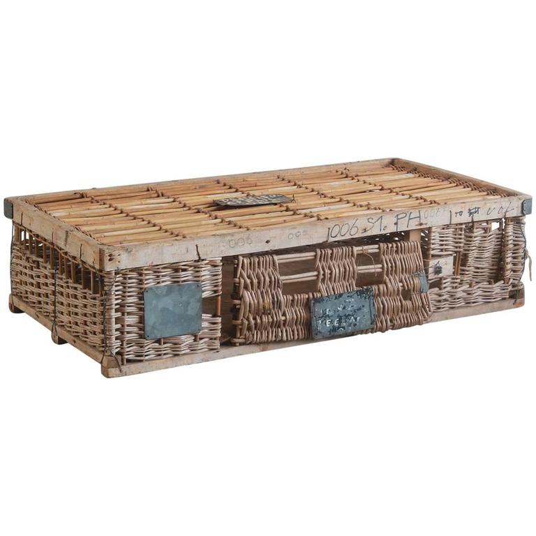 Woven Pigeon Crate with Painted and Metal Details For Sale at 1stdibs