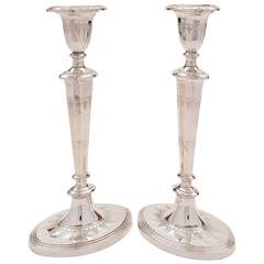 Pair of Large 19th Century Victorian Silver-on-Copper Candlesticks