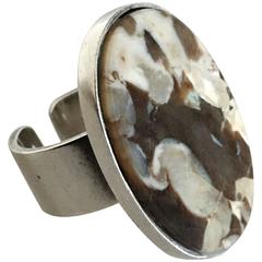 Georg Jensen Sterling Silver Ring #188A with Coffee or Creme Colored Stone