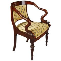 Antique 19th Century Biedermeier Style Dolphin Chair