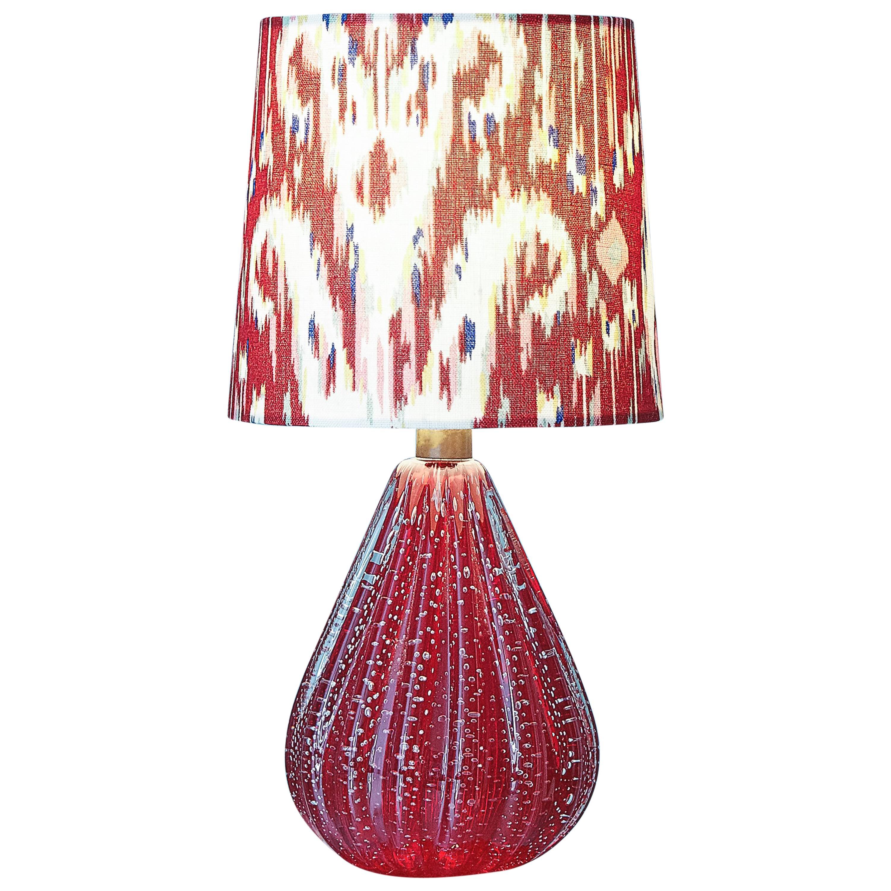 Vintage Murano Bullicante Glass Table Lamp