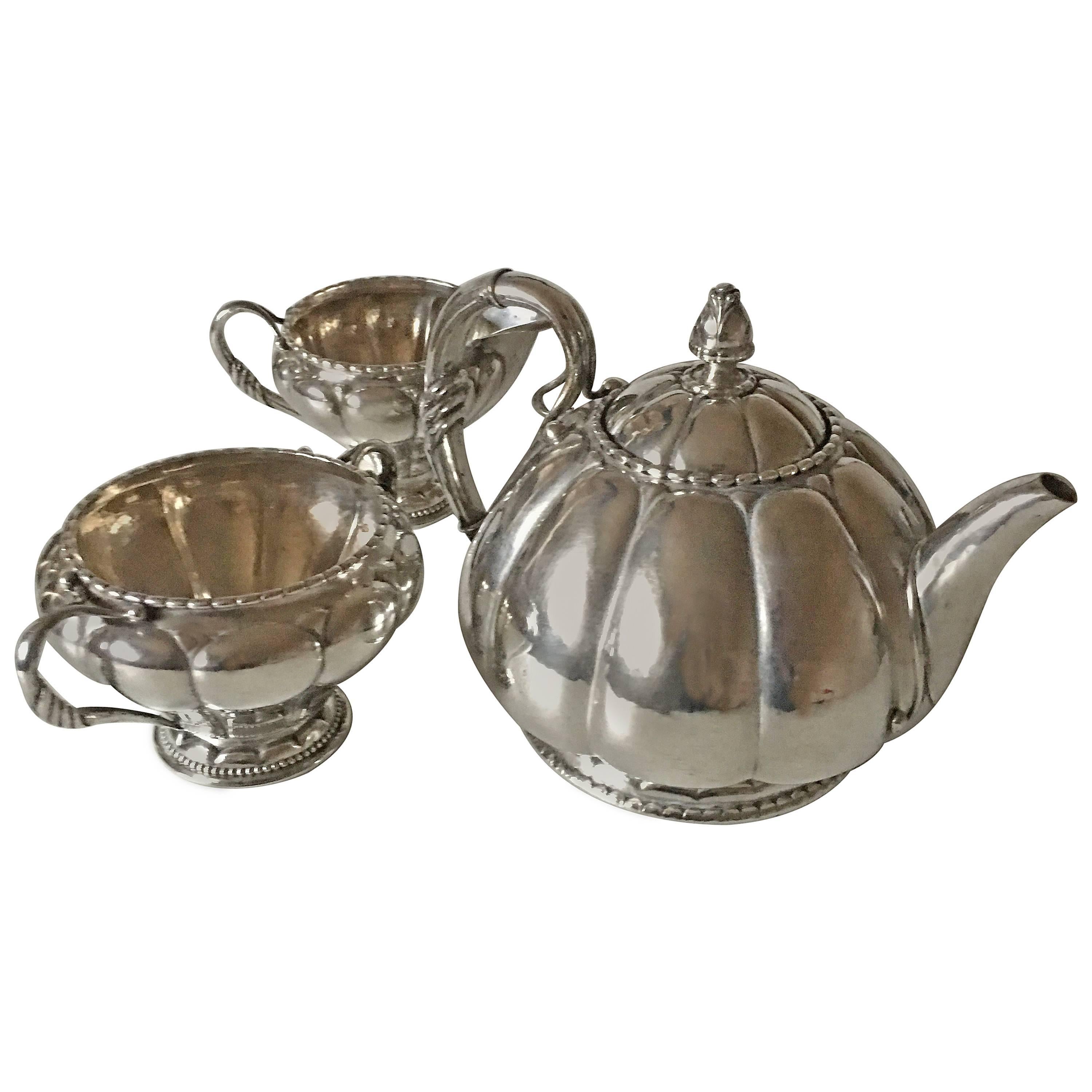 Georg Jensen Tea Set #26 in Silver with Early Marks from 1904-1908 For Sale