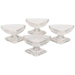 Set of four 20th Century Edwardian Cut-Glass Pedestal Salts