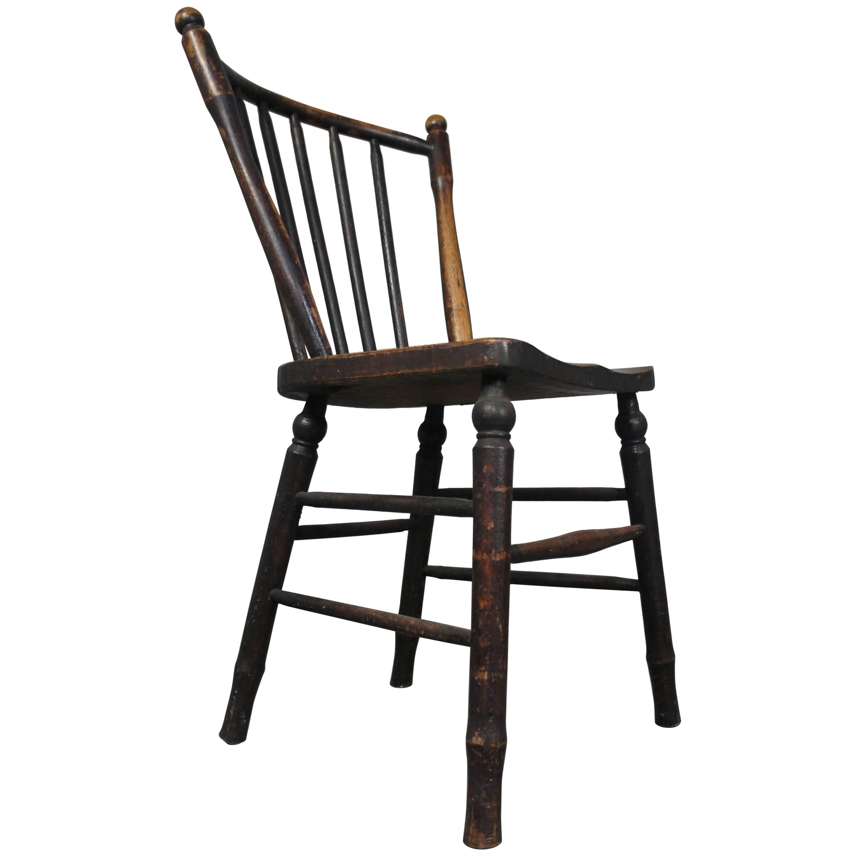 Early Irish Ash and Elm Stickback Dining Kitchen Chair