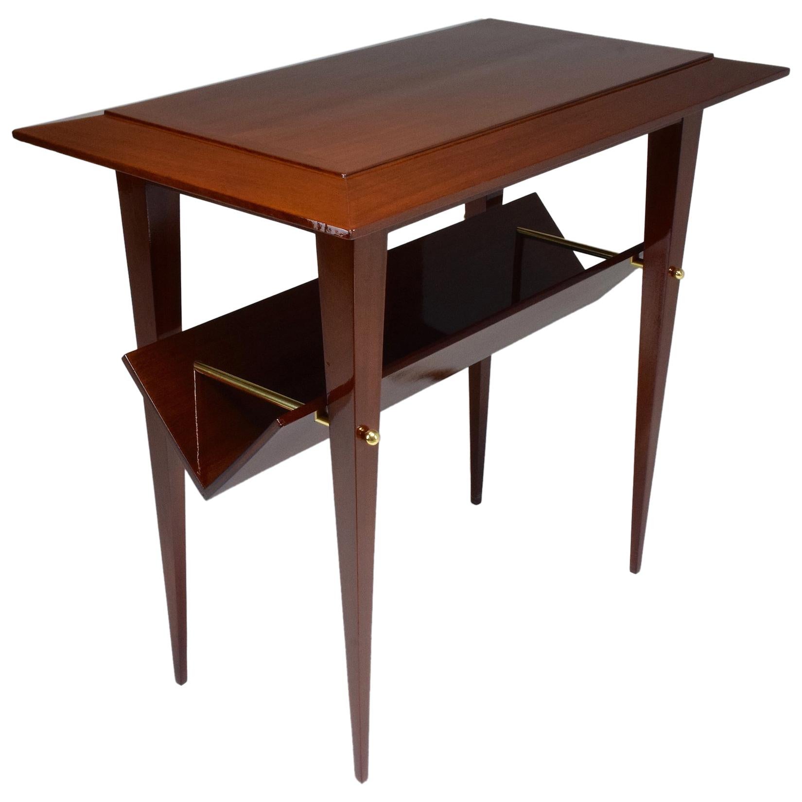 French Midcentury Mahogany Side Table Attributed to Raphael, 1950s