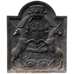 Unicorn Fireback with Louis-Michel Lepeletier De Saint-Fargeau Coat of Arms