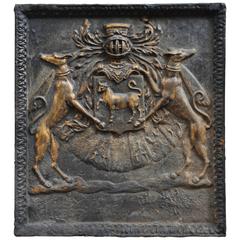 Important Antique Fireback with Jean Bouhier De Savigny Coat of Arms