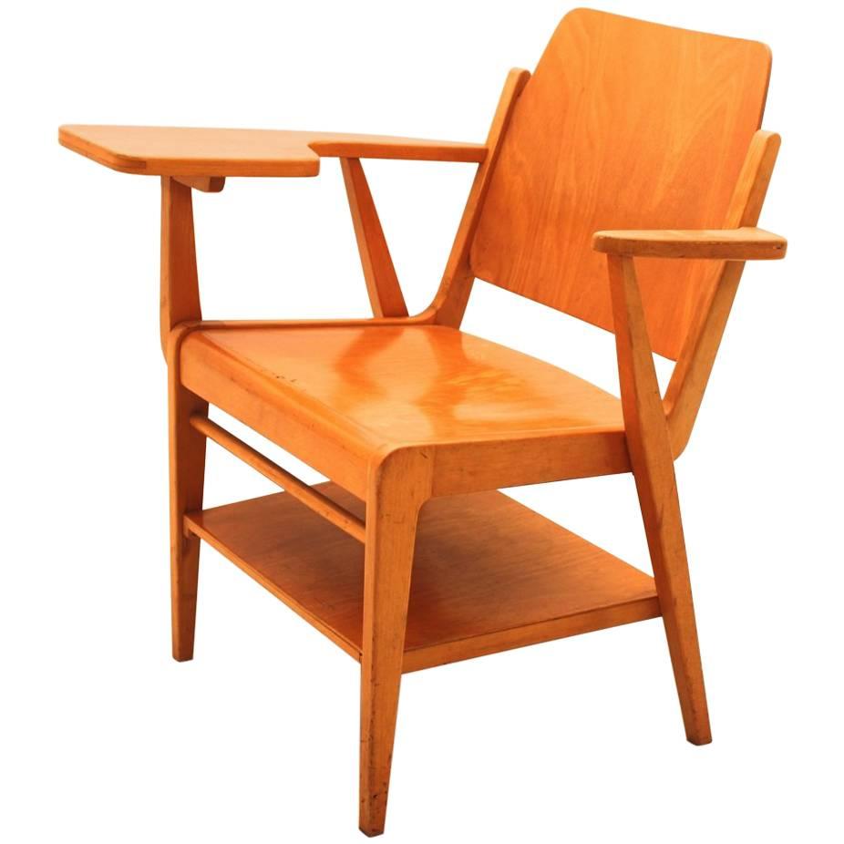 Mid Century Modern Brown Vintage Beechwood Chair by Franz Schuster, 1959 For Sale