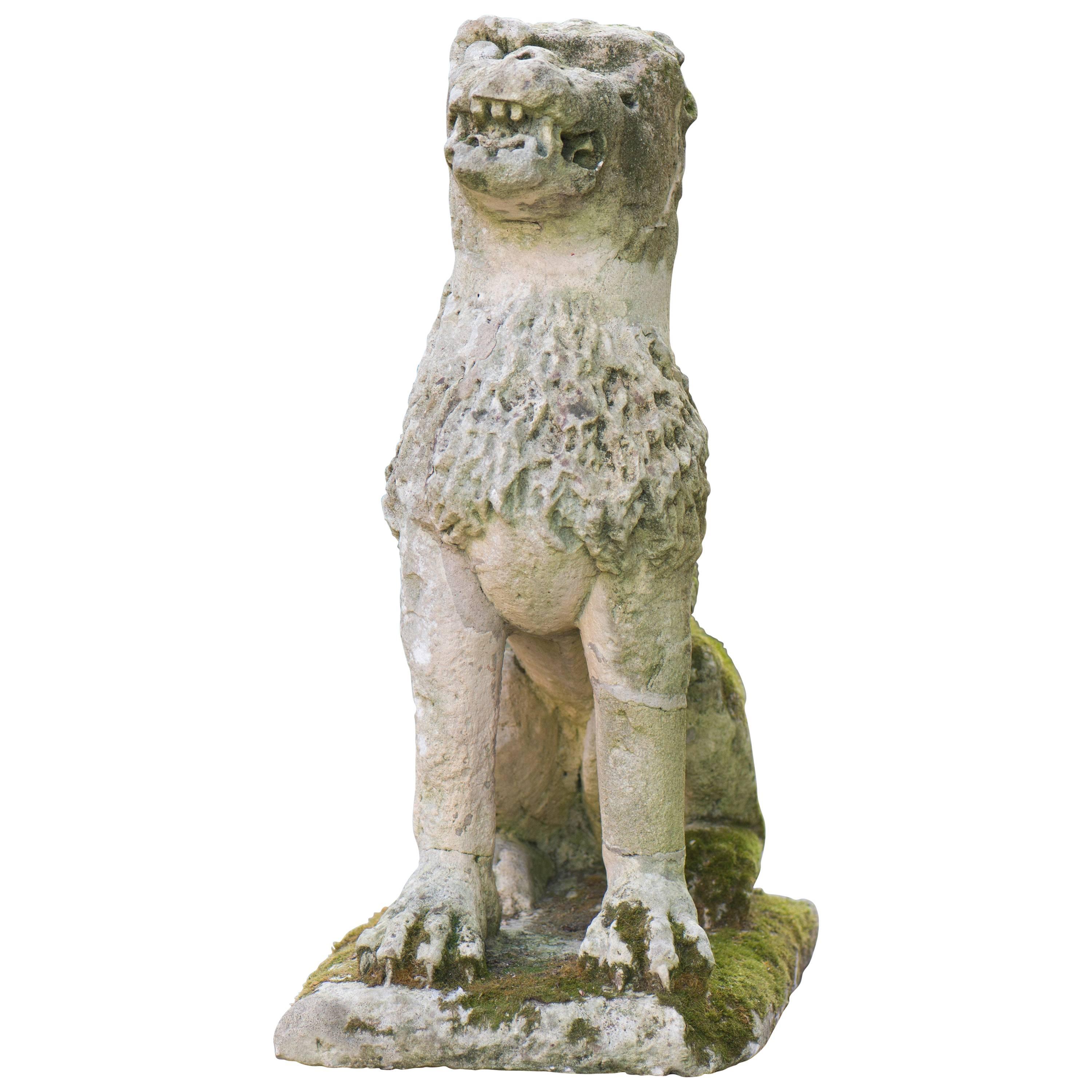 Lion Antique Stone Garden Statue, 17th Century For Sale