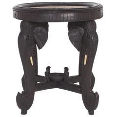 Antique Anglo-Indian Rustic Occasional Table with a Silvered Tray