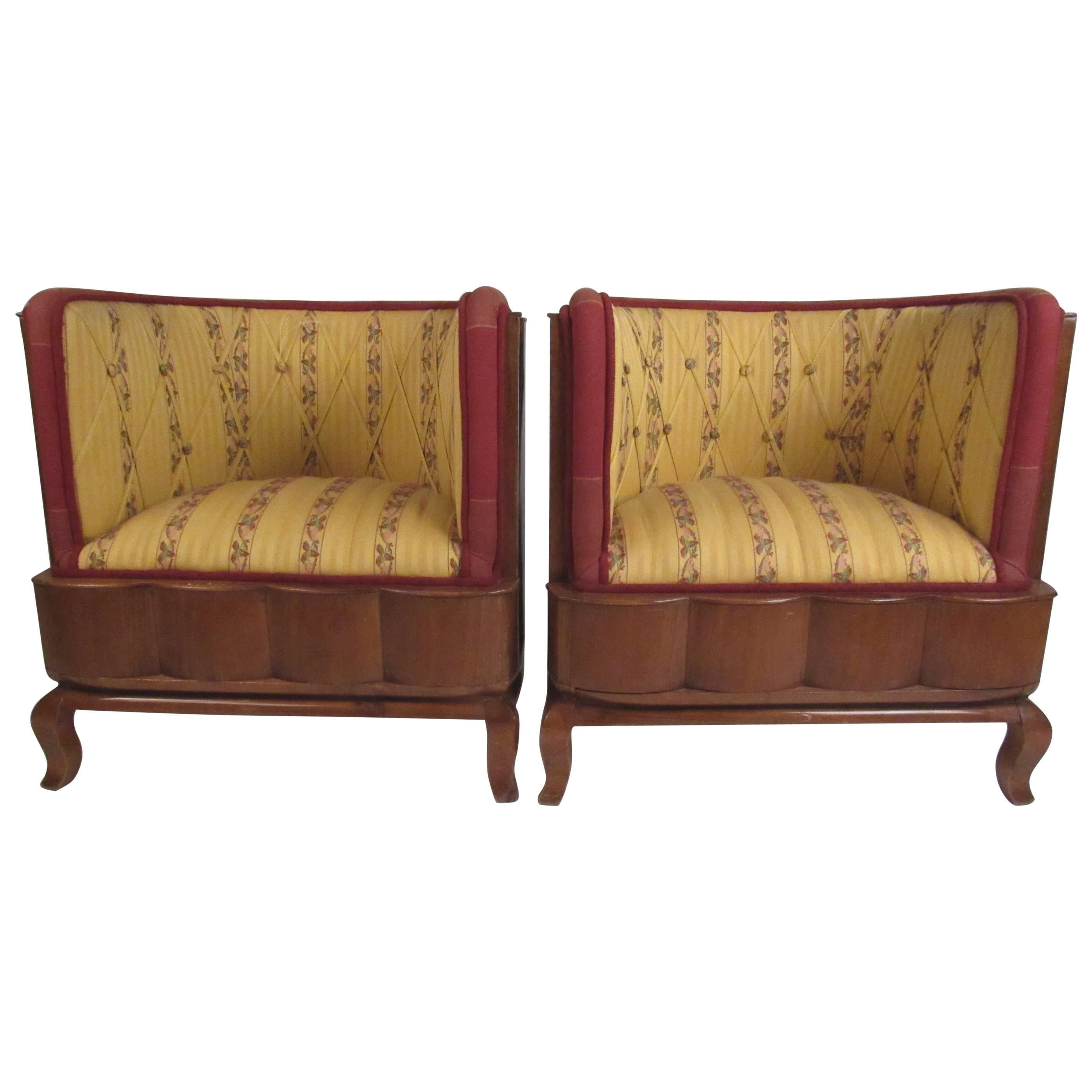 Pair of Vintage Barrel Back Italian Side Chairs