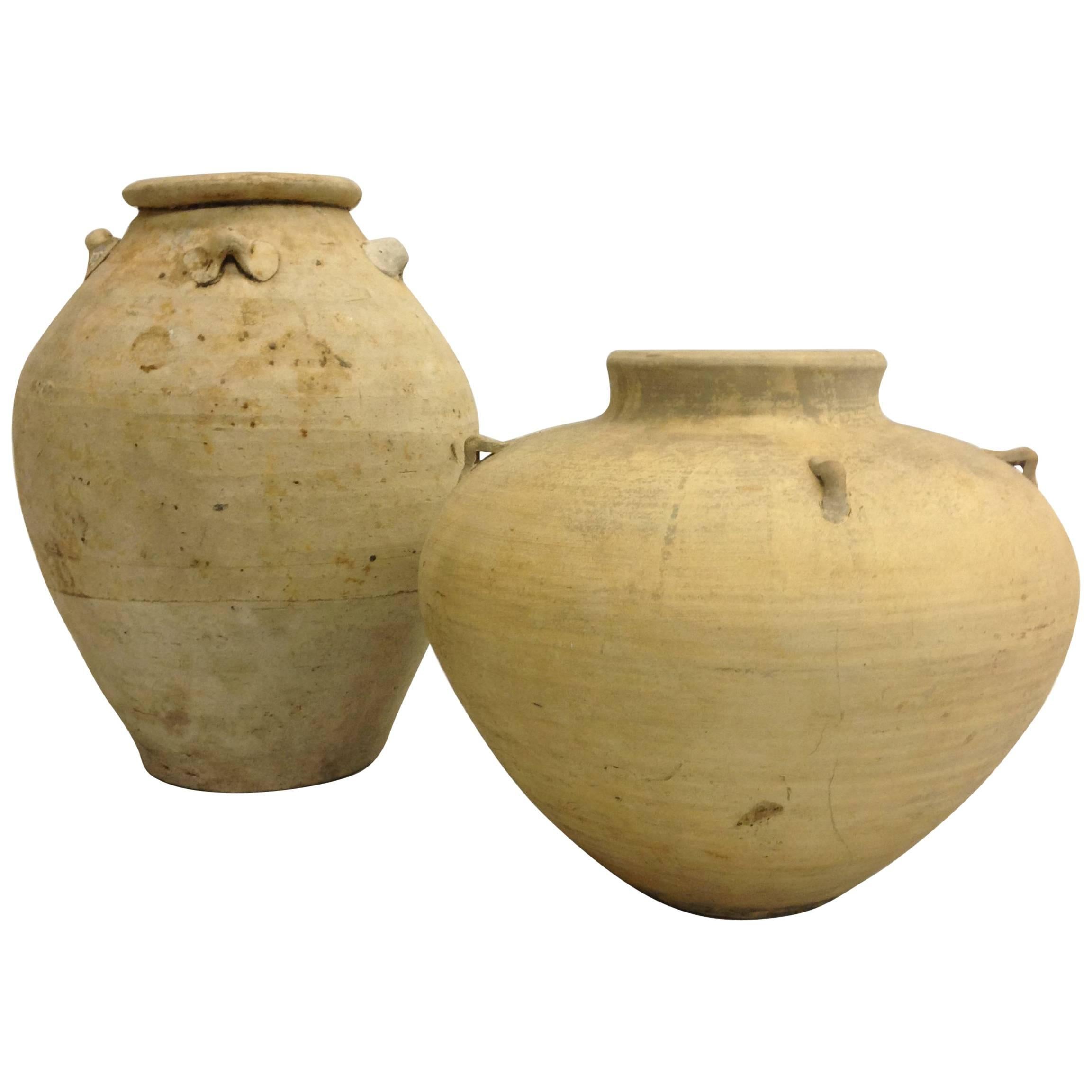 Two Ancient Khmer Urns or Vases