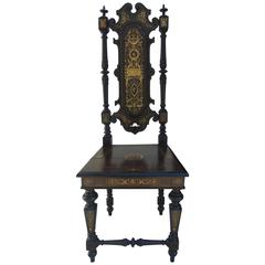 19th Century French Bone Inlaid Hall Chair