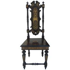 19th Century French Bone Inlaid Hall Chair