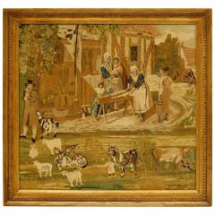 Antique 19th Century Needlepoint in Giltwood Frame, circa 1850