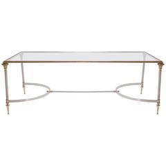 Brass and Steel Cocktail Table in the Manner of Maison Jansen