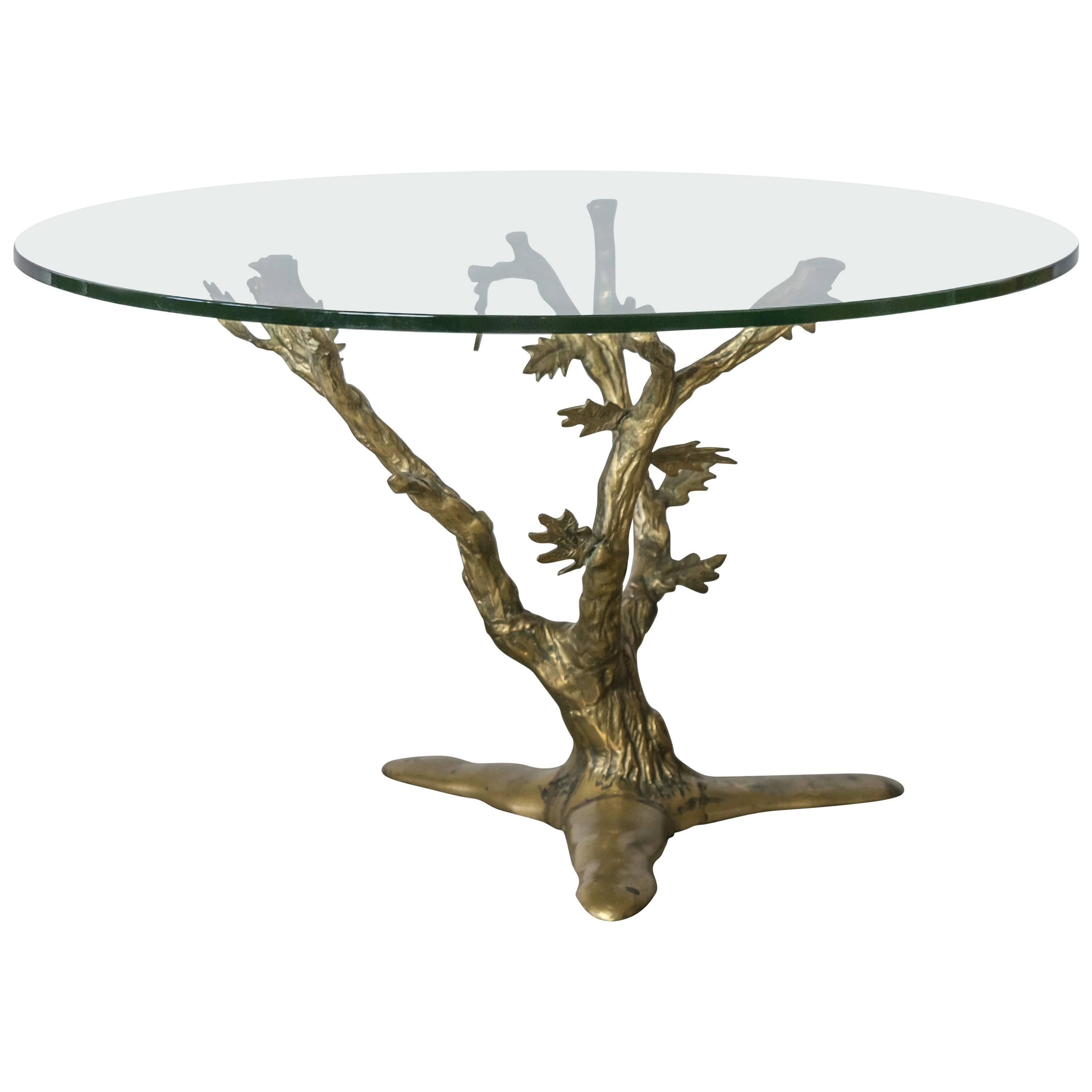 Beautifully Handcrafted Willy Daro Brass Tree Table For Sale