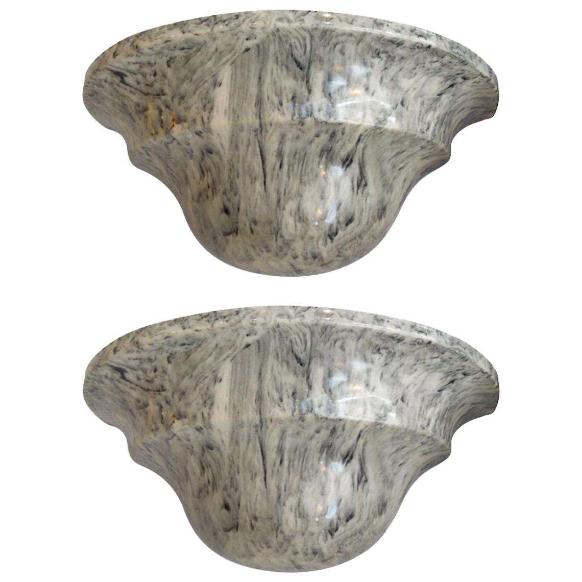 Pair of Art Deco Marble Wall Fixtures For Sale