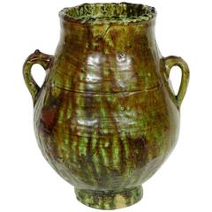 Moroccan Tribal Green Glazed Terracotta Jar 11
