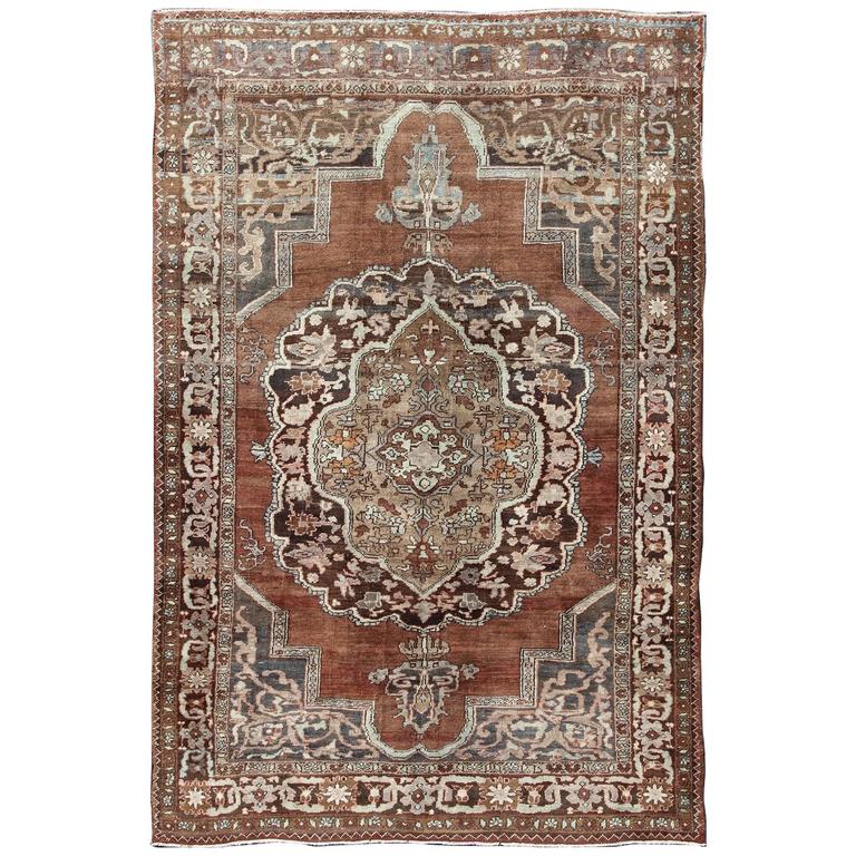 Turkish Kars Carpet With Clical Design In Various Shades Of Brown Turkish Kars Carpet With Clical Design In Various Shades Of Brown And Gray For