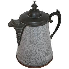 Early 19th Century Large Granite and Pewter Coffee Pot