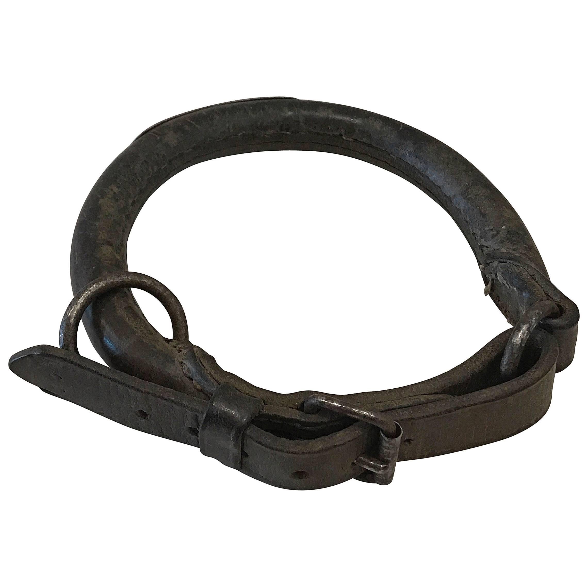 19th Century French Leather Dog Collar For Sale