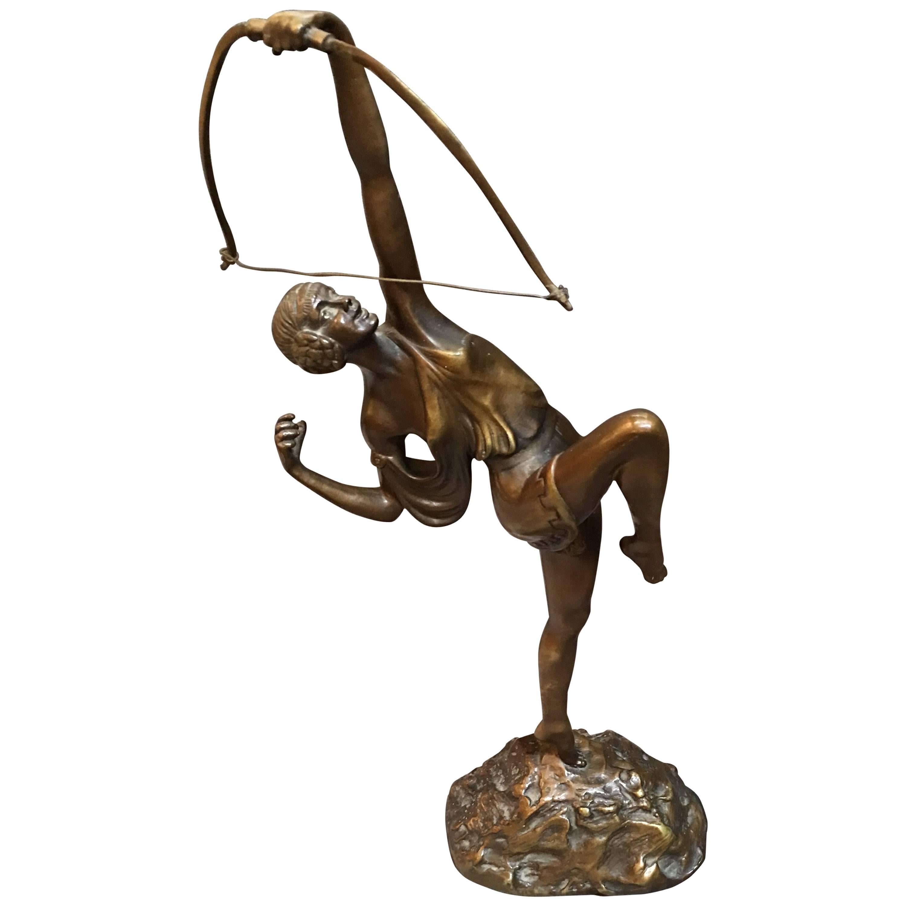 Tireuse A L'Arc Bronze Greek Archer by Pierre Le Faguays For Sale