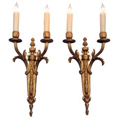 Pair of Mid-19th Century French Louis XVI Bronze Dore Sconces 3