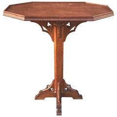 Late 19th Century Carved Solid Oak Small Gothic Revival Altar Table Great Patina 12