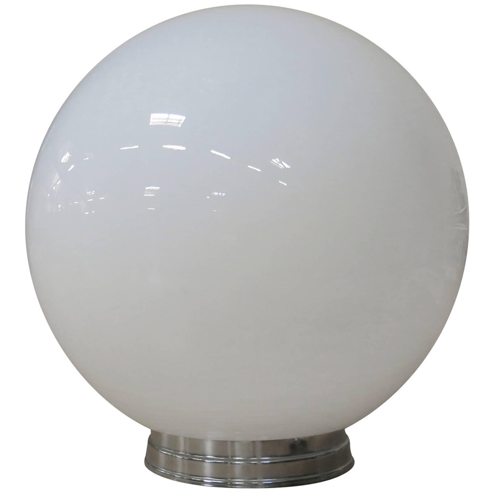 1970s Round Sphere Milk Glass Ceiling Globe with Fitter For Sale