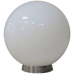 Vintage 1970s Round Sphere Milk Glass Ceiling Globe with Fitter