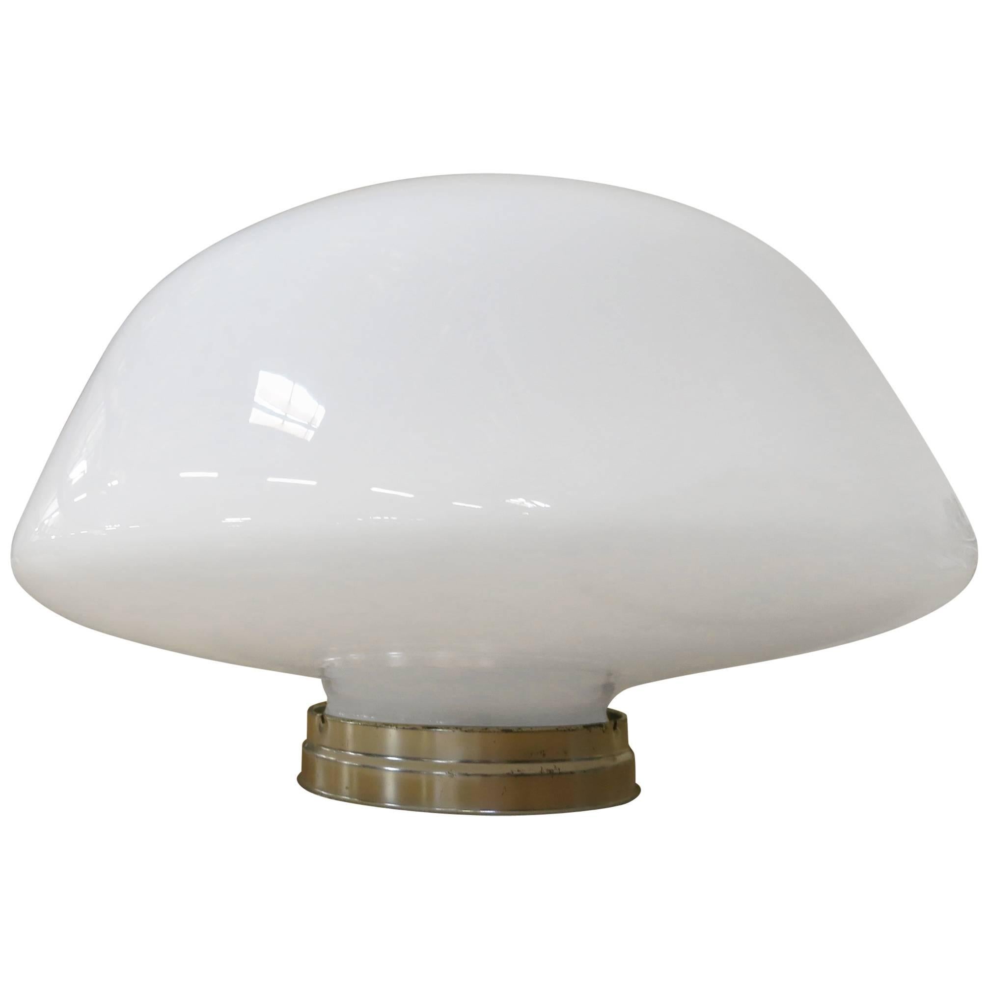 Large Art Deco School House Milk Glass Ceiling Mounted Globe with Fitter