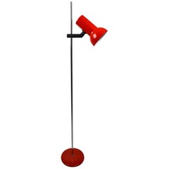 Chrome and Red Postmodern Adjustable Floor Lamp after Colombo