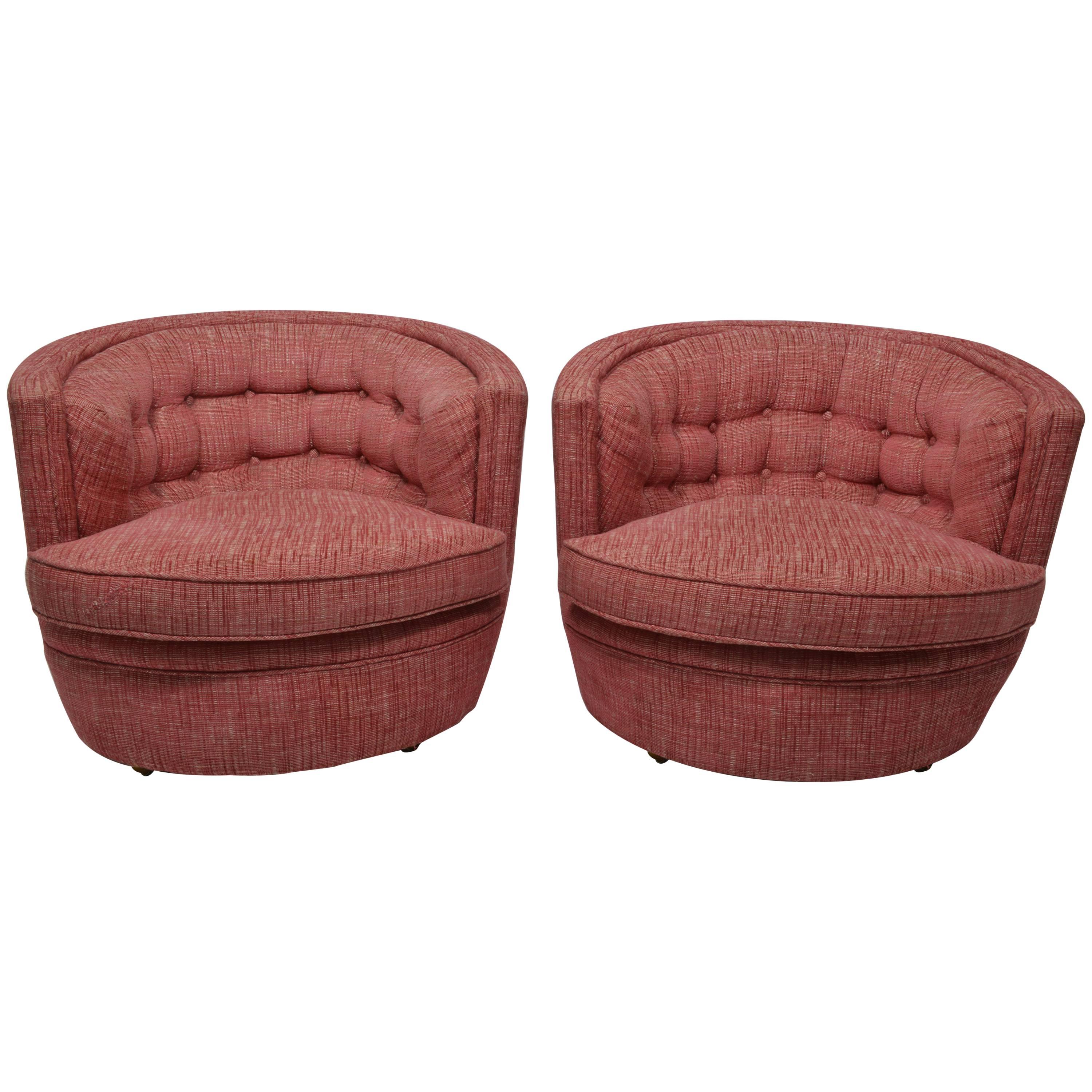 Pair of Milo Baughman Swivel Easy Chairs