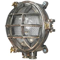20th Century Steel 6 Bar Circular Wall Light With Cage & Edison Bulb 5
