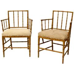Very Rare Pair of Swedish 18th Century Faux Bamboo Armchairs by Ephraim Stahl 4