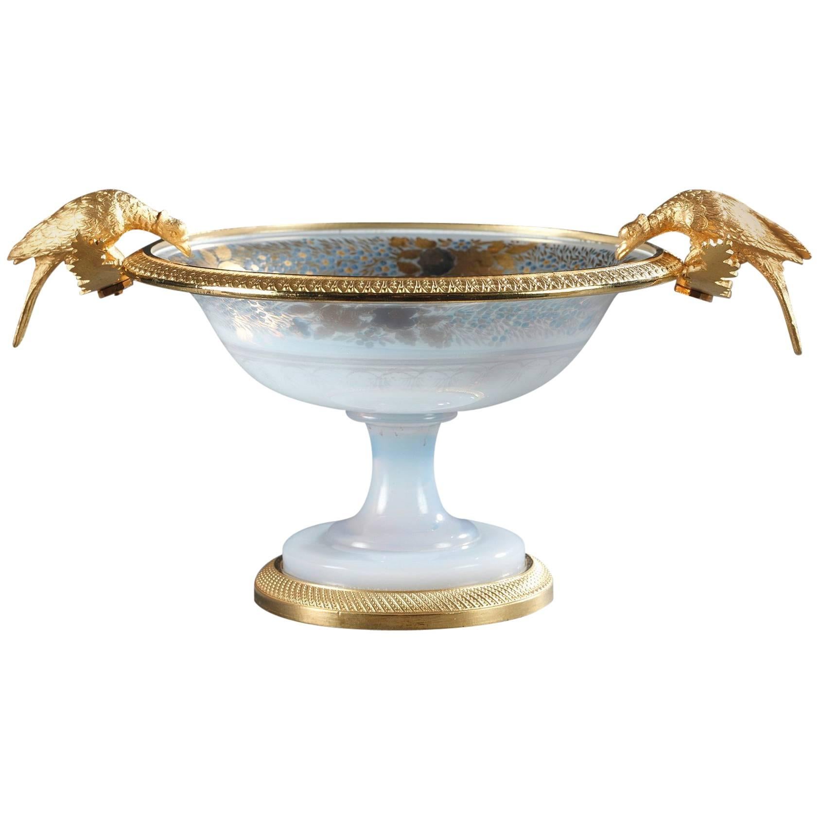 Early 19th Century Opaline Crystal Cup with Birds