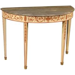 20th Century Lacquered Demilune Console Table in Louis XVI Style