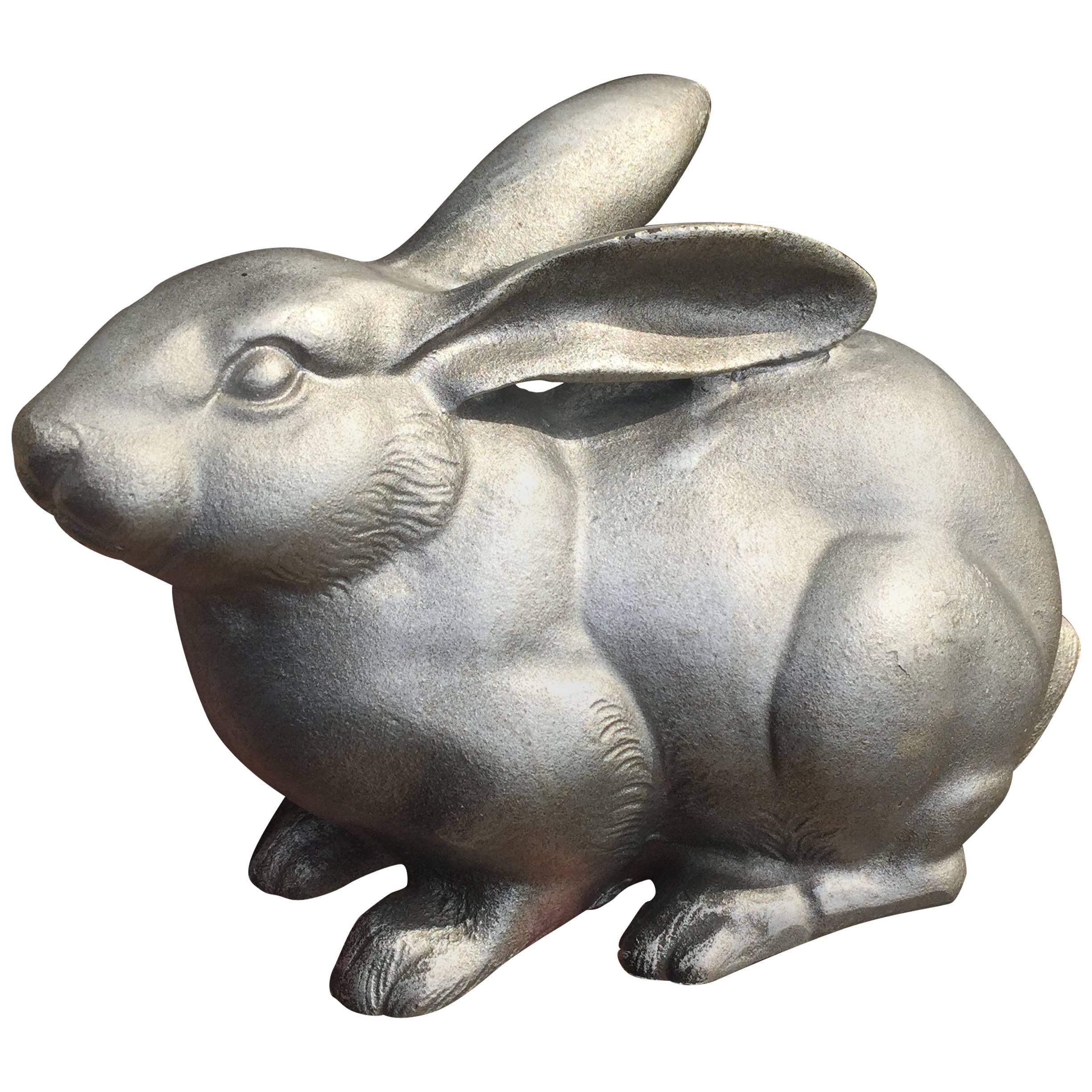 Japan Fine Antique Big Eared Garden Bronze Rabbit